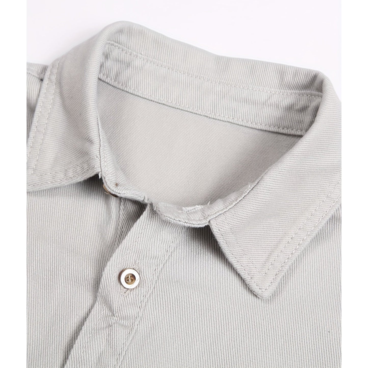 Men's Casual Cotton Long Sleeve Jacket Shirt With Pockets - Retro Slim Fit Button-Down Non-Stretch Coat