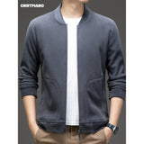 Men's Solid Jacket With Pockets, Casual Baseball Collar Zip Up Long Sleeve Outwear