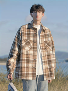 Shirt Men'S Spring And Autumn Japanese Style Lapel Jacket Autumn Men