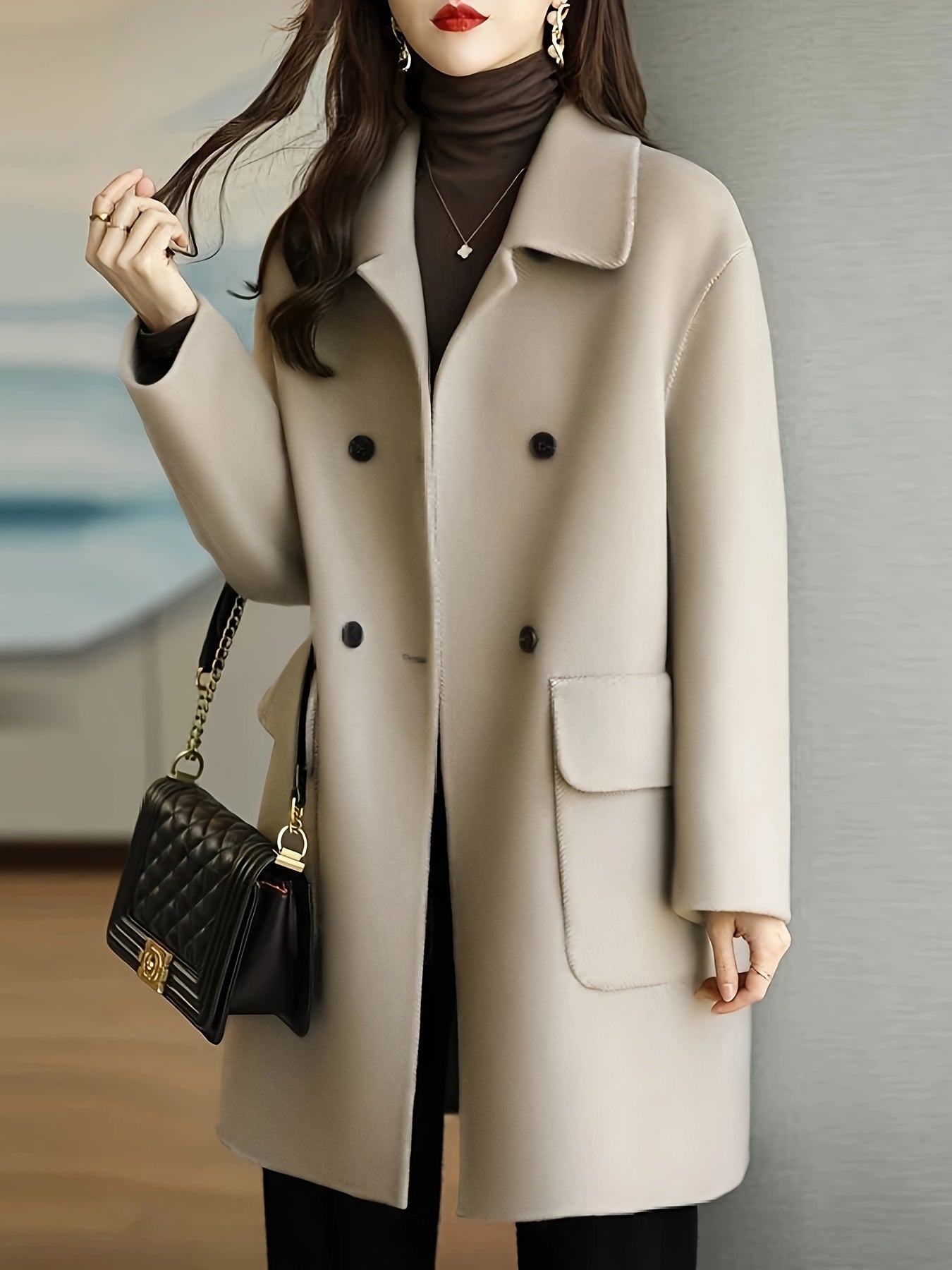 Thigh Length Collared Coat for Fall & Winter