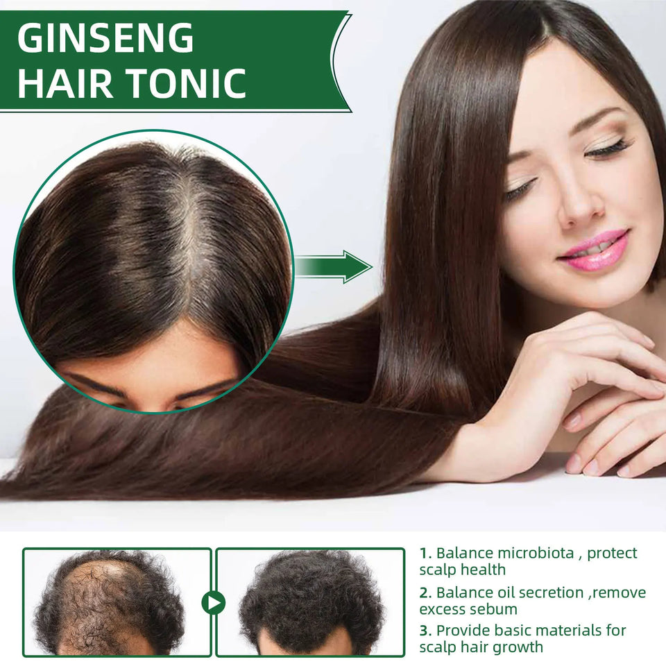 Ouhoe 100ml Ginseng Hair Growth Spray Moisturize Nourish Scalp Strengthen Roots Repair Dry Frizzy Hair Oil Anti Hair Loss Spray