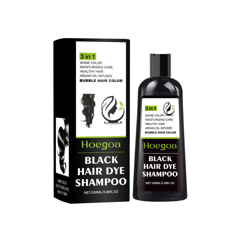 Hoegoa 100ml Bubble Hair Dye Shampoo Covering Gray White Natural Black Brown Moisture Nourish Styling Bubble Hair Color Shampoo