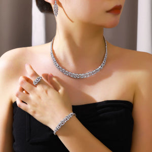 4PCS Necklacce Earrings Wedding Jewelry Set Cubic Zirconia Elegant Dubai Bridal Jewelry Sets Brides Accessories Party
