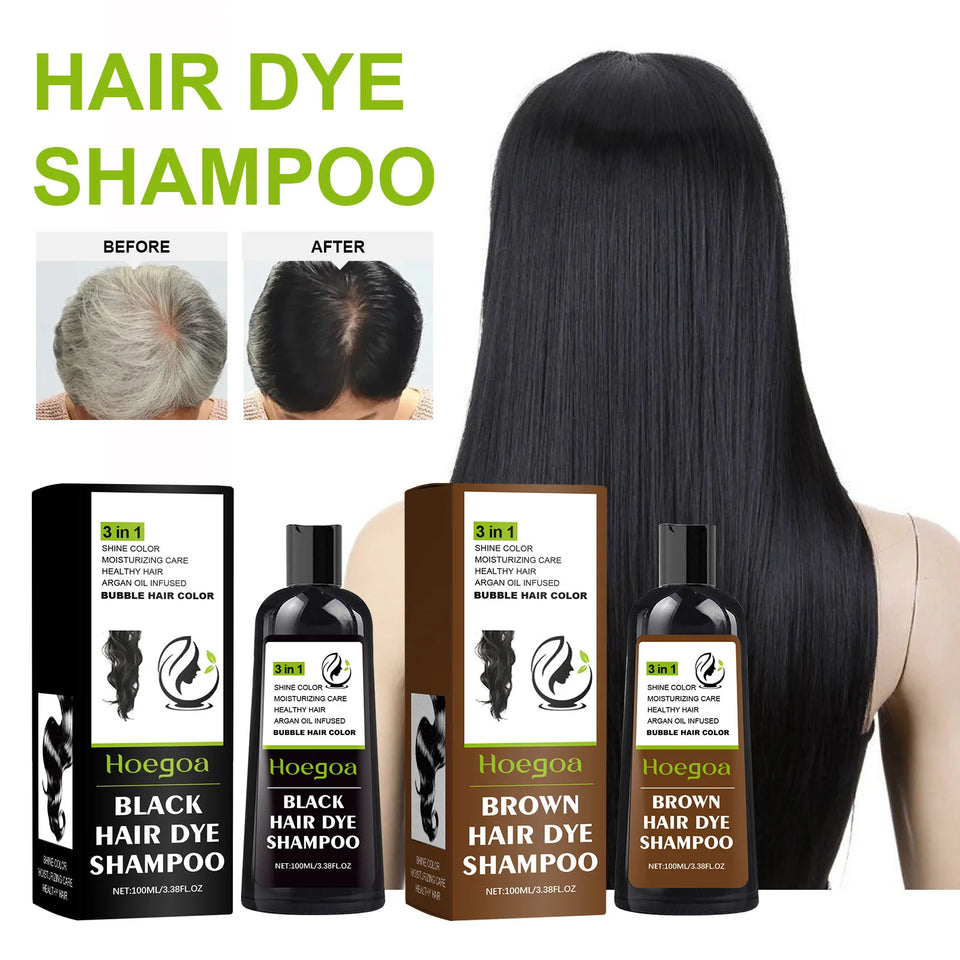 Hoegoa 100ml Bubble Hair Dye Shampoo Covering Gray White Natural Black Brown Moisture Nourish Styling Bubble Hair Color Shampoo