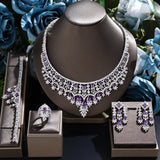 Luxury 4 Piece Bridal Zirconia Complete Jewelry Set for Ladies Party,
