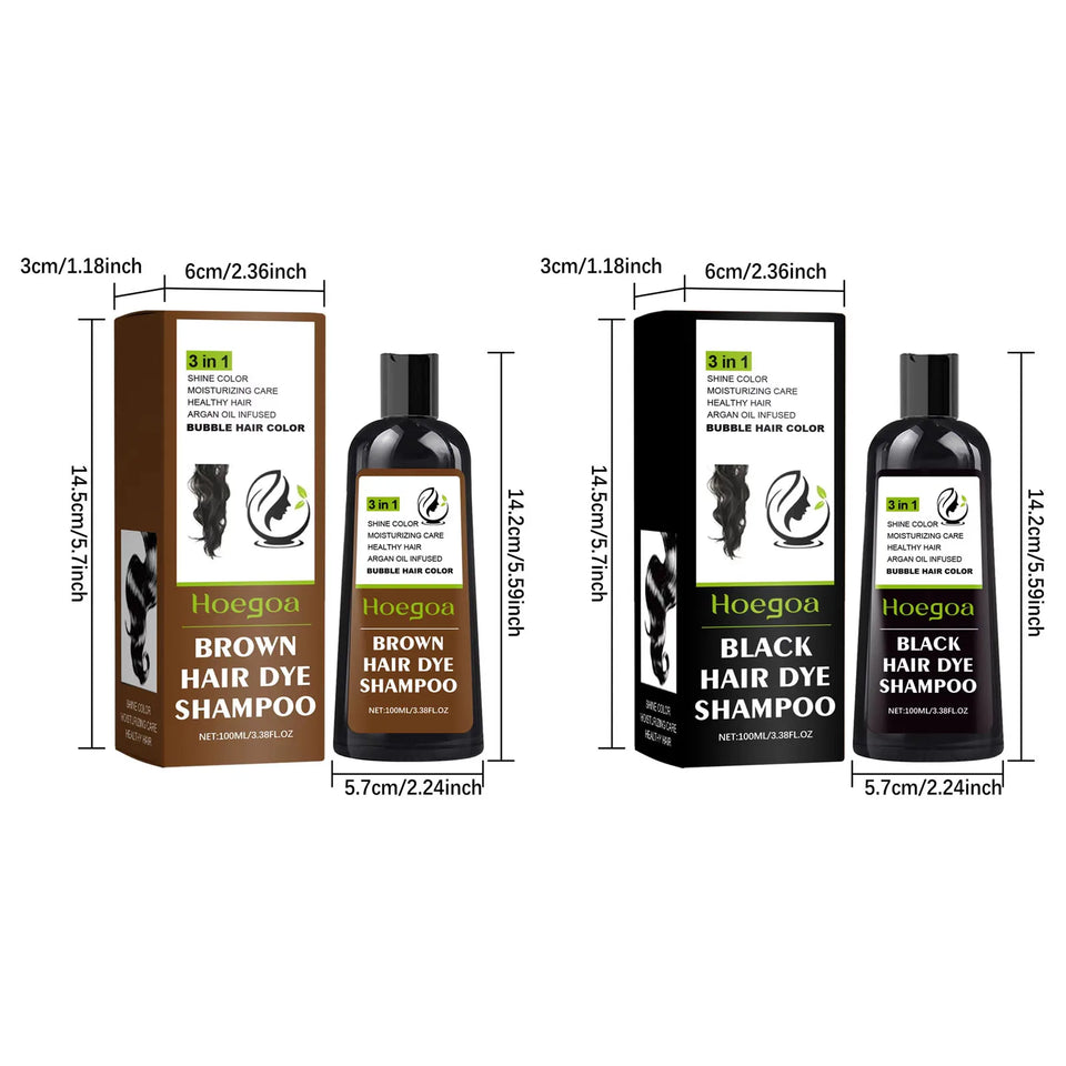 Hoegoa 100ml Bubble Hair Dye Shampoo Covering Gray White Natural Black Brown Moisture Nourish Styling Bubble Hair Color Shampoo