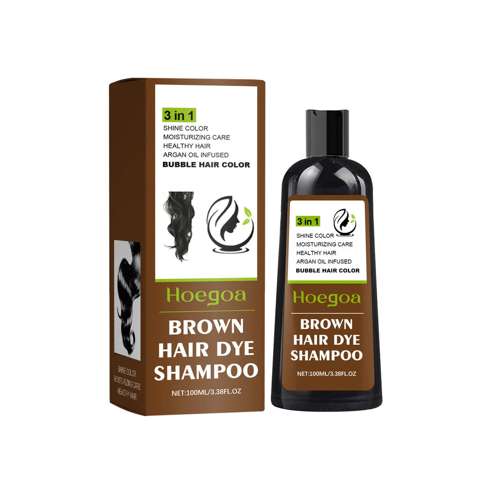 Hoegoa 100ml Bubble Hair Dye Shampoo Covering Gray White Natural Black Brown Moisture Nourish Styling Bubble Hair Color Shampoo