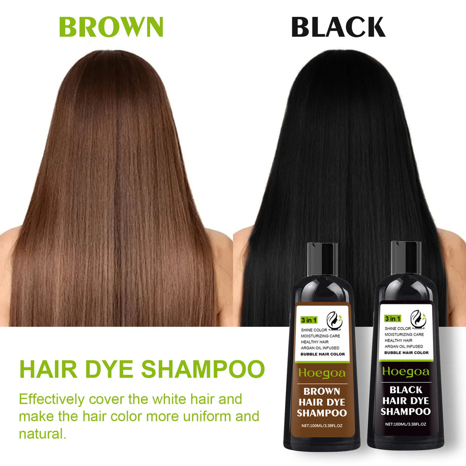 Hoegoa 100ml Bubble Hair Dye Shampoo Covering Gray White Natural Black Brown Moisture Nourish Styling Bubble Hair Color Shampoo