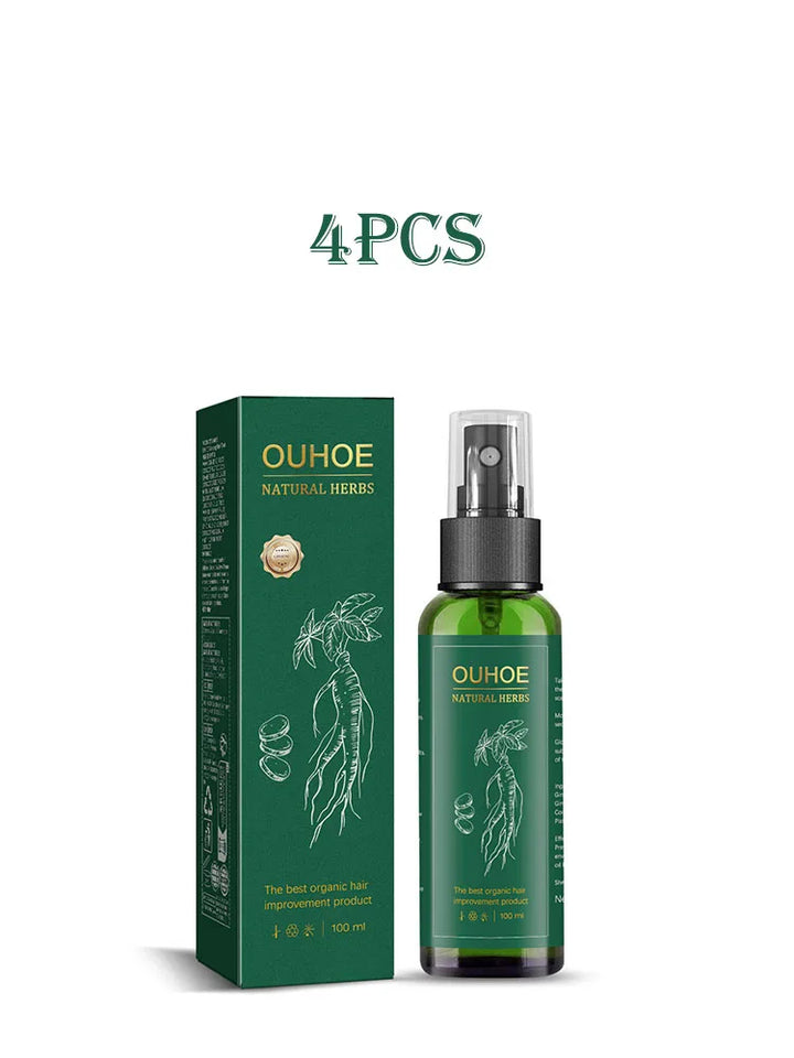 Ouhoe 100ml Ginseng Hair Growth Spray Moisturize Nourish Scalp Strengthen Roots Repair Dry Frizzy Hair Oil Anti Hair Loss Spray