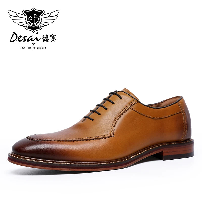 Desai Genuine Leather Shoes Men Dress Shoes Fashion Comfortable Oxford Shoes Casual Soft Shoes,Wedding,Formal ,Large Size,Gifts
