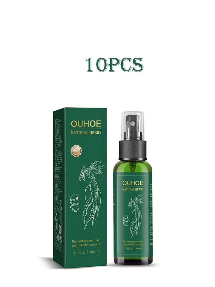 Ouhoe 100ml Ginseng Hair Growth Spray Moisturize Nourish Scalp Strengthen Roots Repair Dry Frizzy Hair Oil Anti Hair Loss Spray
