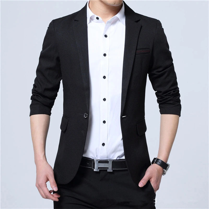 New Fashion Winter  Autumn Casual Men Blazer Cotton Slim England Suit Blaser