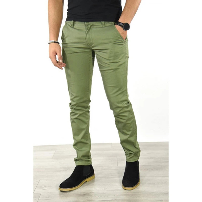 New Casual Pants Men 6 Colors Classic Style Fashion Business Slim Fit Straight Trousers