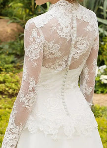 Customized Elegant Long Sleeve Wedding Dresses 2025 Lace Long Bride Dress Robe De Mariee A-Line White Ivory Floor Length Dress