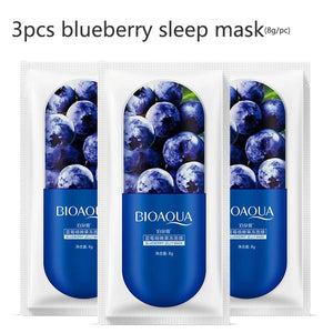 Skin Care Natural Fruit Plant Facial Mask Moisturizing Oil-Control Blueberry Cucumber Pomegranate Fruit Aloe Sheet Face Mask