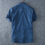 Men's Blue Denim Shirts Short Sleeve Jean Shirts New Summer High Quality