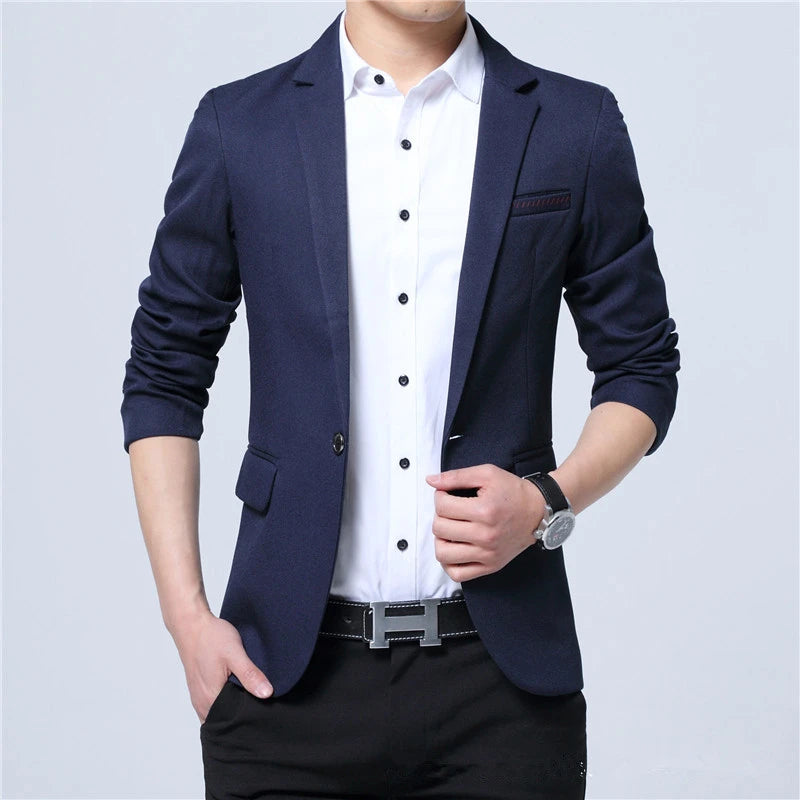 New Fashion Winter  Autumn Casual Men Blazer Cotton Slim England Suit Blaser