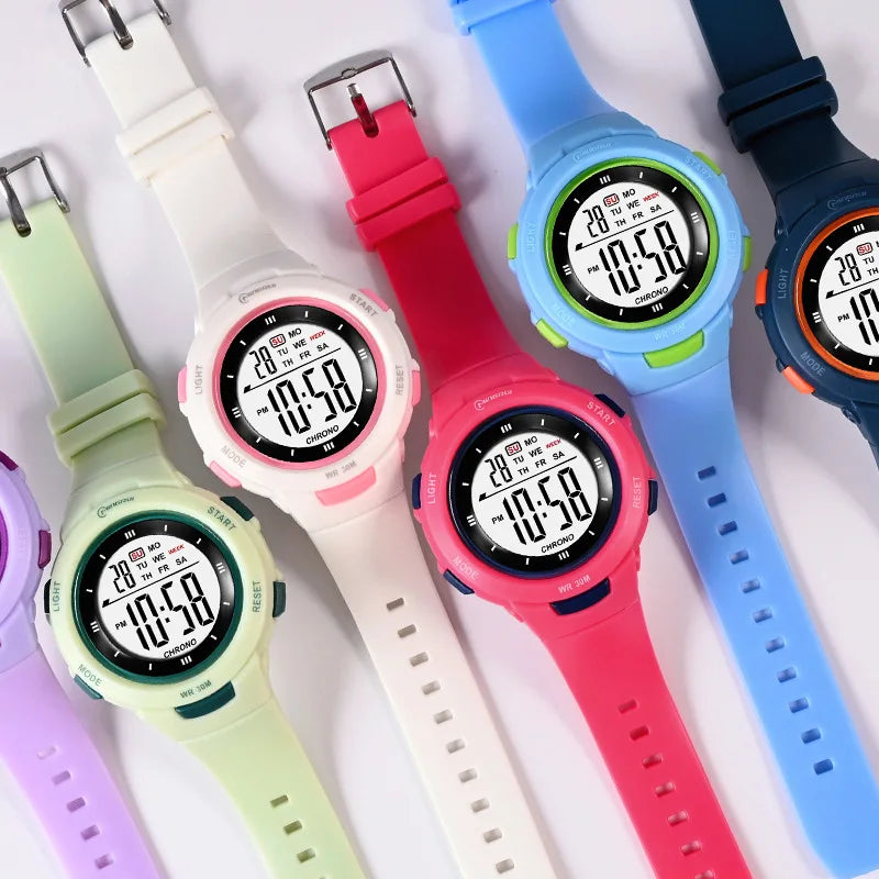 Student Fashion Luminous Waterproof PU Strap Pinhole Electronic Watch