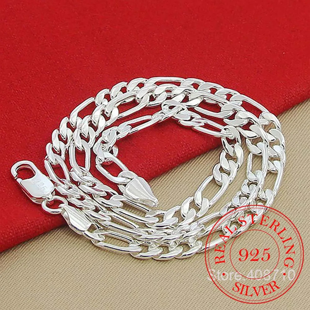 925 Sterling Silver 6mm/8mm Chain Sideways Necklace Man Woman Senior Luxury Jewelry Statement Necklace