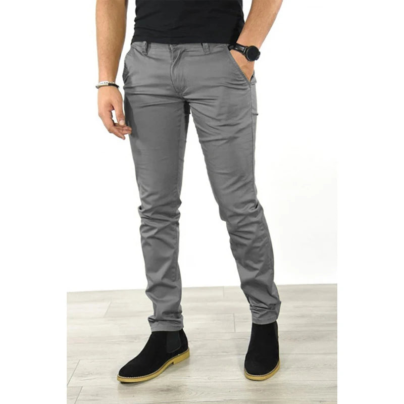 New Casual Pants Men 6 Colors Classic Style Fashion Business Slim Fit Straight Trousers