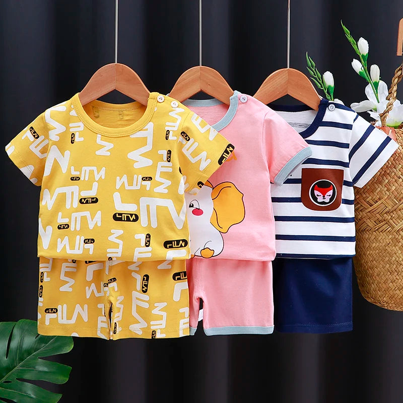 Kids Clothes Set Baby Boy/Girl T-Shirt + Shorts Summer Clothing Cotton Cartoon Casual Boys