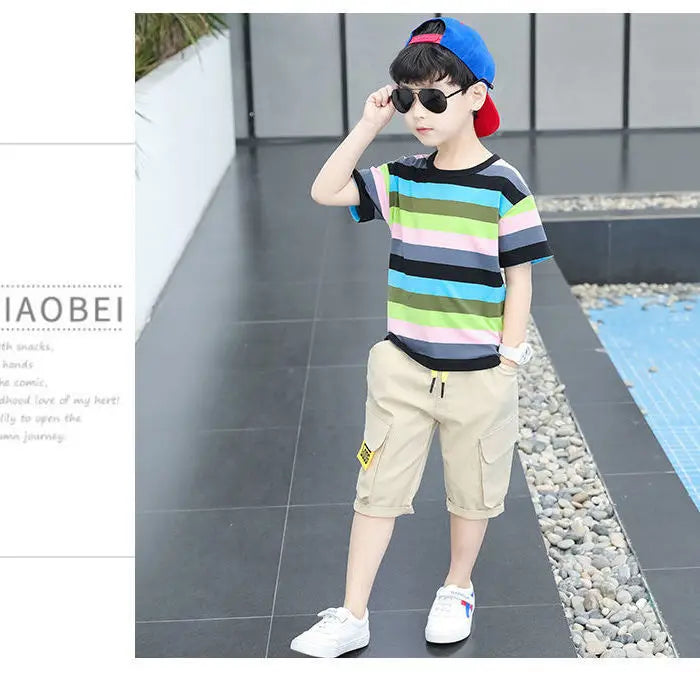 New Summer Boys Clothing Sets Children T-shirt Short Sleeve +Pants Set Two Pieces