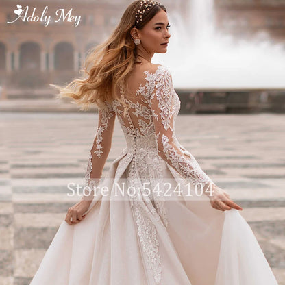 Adoly Mey Glamorous Appliques Full Sleeve A-Line Wedding Dress