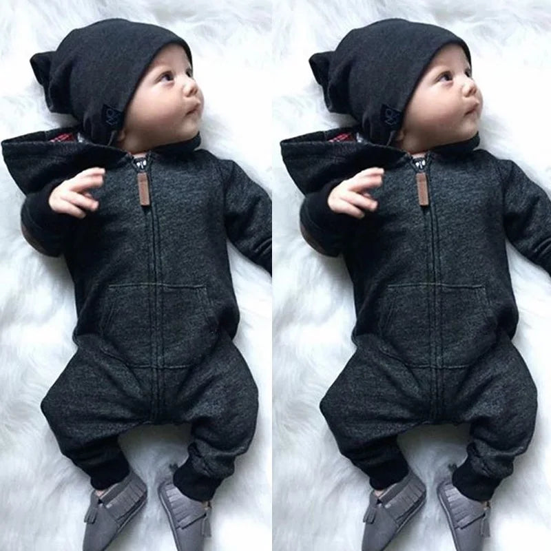 Baby Boy Girl Infant Warm Romper Jumpsuit Kids Cotton Long Sleeve Hooded