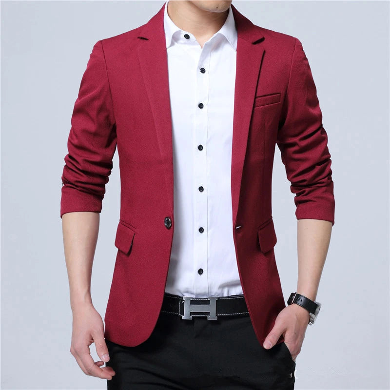 New Fashion Winter  Autumn Casual Men Blazer Cotton Slim England Suit Blaser