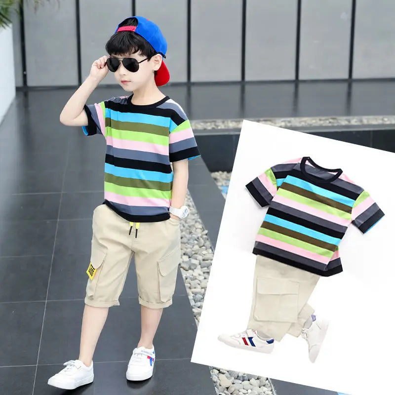 New Summer Boys Clothing Sets Children T-shirt Short Sleeve +Pants Set Two Pieces