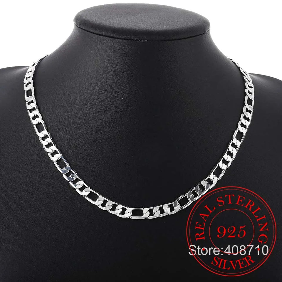 Silver 6mm/8mm Chain Sideways Necklace Man Luxury Jewelry Statement Necklace