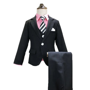 Children Formal White Dress Suit Set Flower Boys Wedding Party Performance Costume Kids Blazer Vest Pants Shirt Tie Clothes