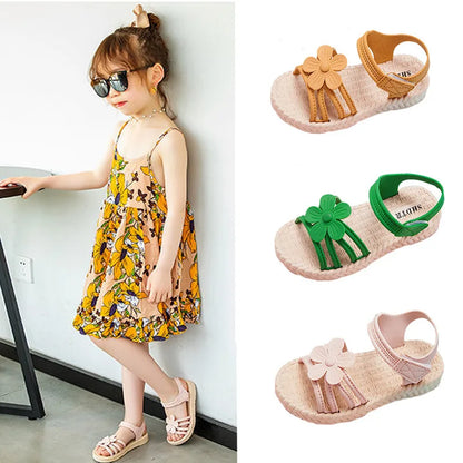 Fashion Princess Flower Children Summer Sandals Big Kids Beach Shoes