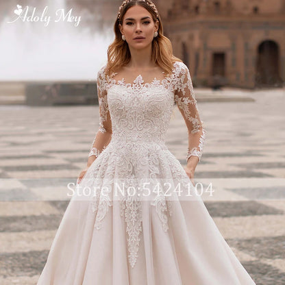 Adoly Mey Glamorous Appliques Full Sleeve A-Line Wedding Dress