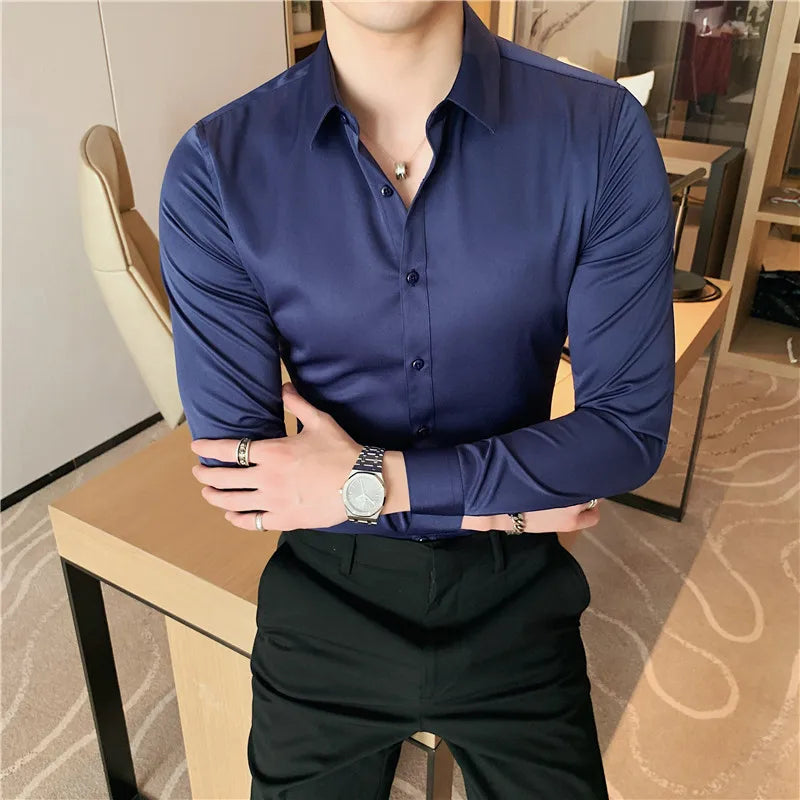 High Quality Men Dress Shirt  Autumn Long Sleeve