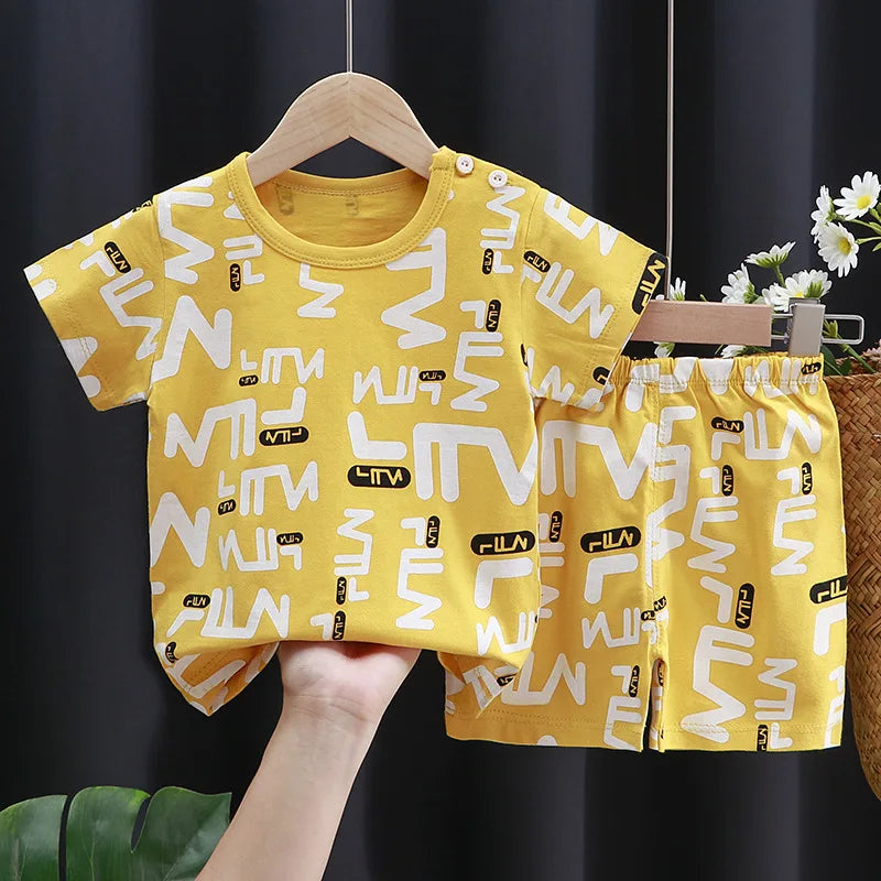 Kids Clothes Set Baby Boy/Girl T-Shirt + Shorts Summer Clothing Cotton Cartoon Casual Boys