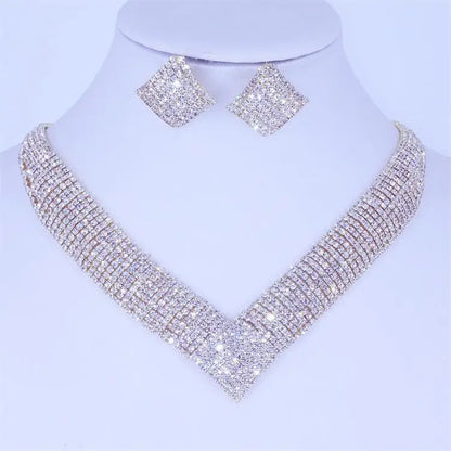 Wedding Jewelry Sets African Beads Rhinestone Women Girls Necklace Sets Engagement Party Gift