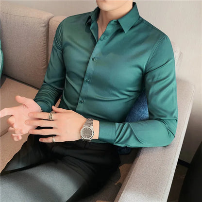 High Quality Men Dress Shirt  Autumn Long Sleeve