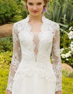 Customized Elegant Long Sleeve Wedding Dresses 2025 Lace Long Bride Dress Robe De Mariee A-Line White Ivory Floor Length Dress