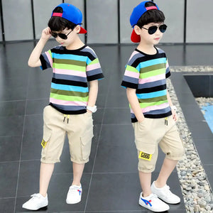 New Summer Boys Clothing Sets Children T-shirt Short Sleeve +Pants Set Two Pieces