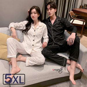 Large Bust 3XL 5XL Satin Luxury Silk Pajamas Set Casual 2 Pcs Night Beautiful Pajama Couple Man Woman Viscose Winter Sleepwear