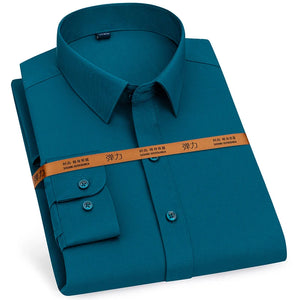 Men's Long Sleeve Solid Stretch Easy Care Shirt Formal Business
