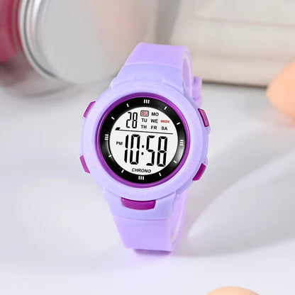 Student Fashion Luminous Waterproof PU Strap Pinhole Electronic Watch