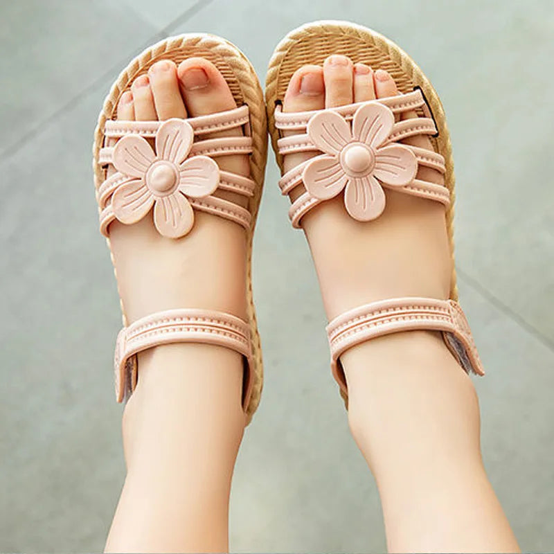 Fashion Princess Flower Children Summer Sandals Big Kids Beach Shoes