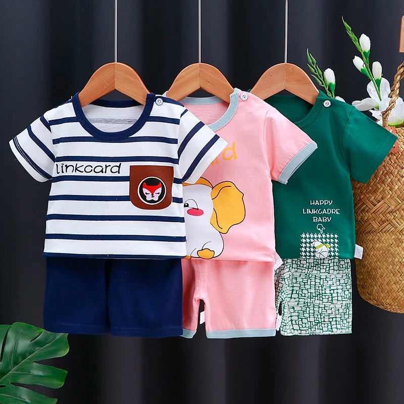 Kids Clothes Set Baby Boy/Girl T-Shirt + Shorts Summer Clothing Cotton Cartoon Casual Boys