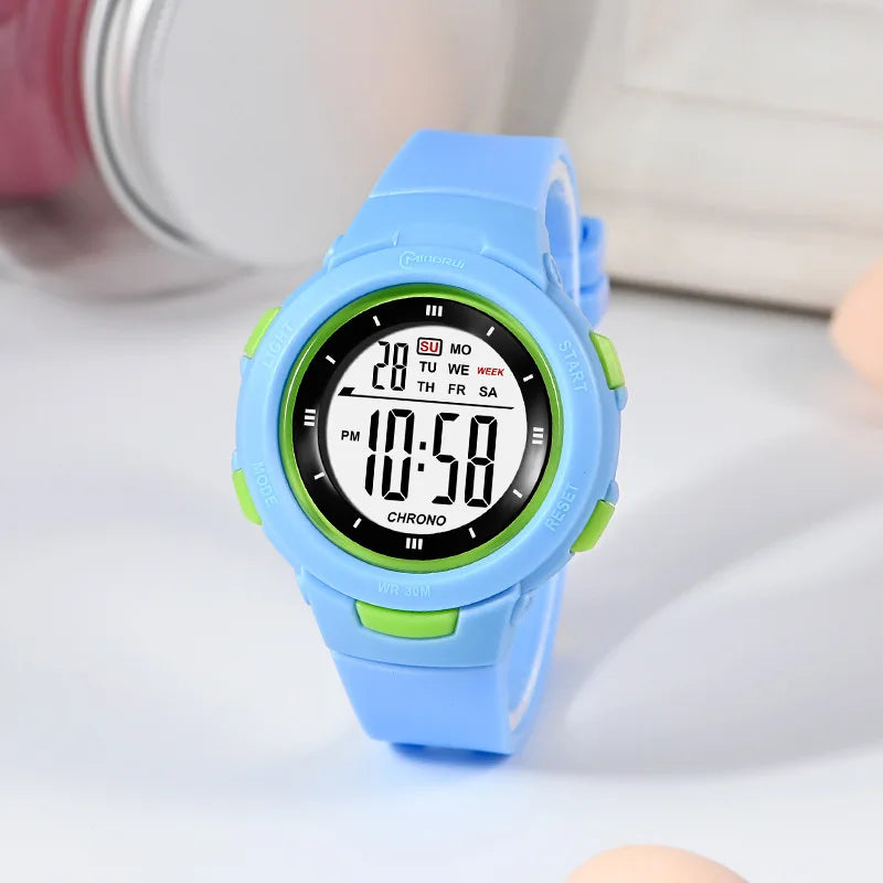 Student Fashion Luminous Waterproof PU Strap Pinhole Electronic Watch