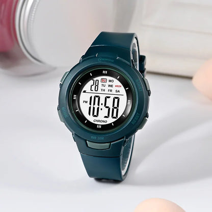 Student Fashion Luminous Waterproof PU Strap Pinhole Electronic Watch