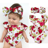 2pcs Baby Girls Clothes Jumpsuit Romper Headband 0-24M Age Infant