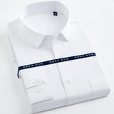 Men's Long Sleeve Classic Solid Basic Dress Shirts Patch Chest Pocket Regular-fit Male Formal Business Work Office White Shirt