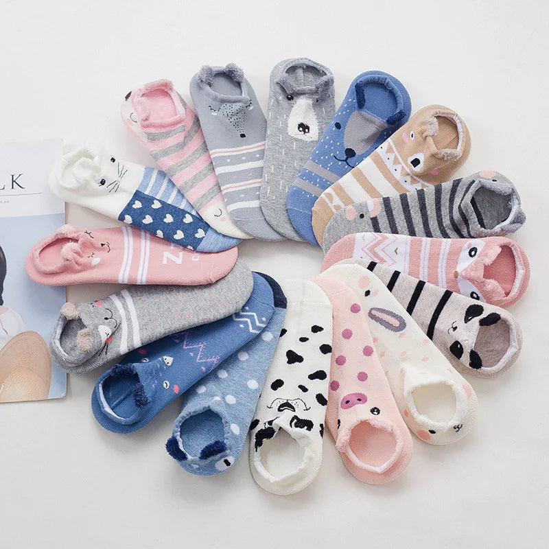 5 pairs women cotton socks stereoscopic Cute Animal